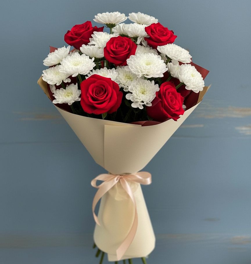 Букет цветов из: Розы и Хризантемы в Танцырее