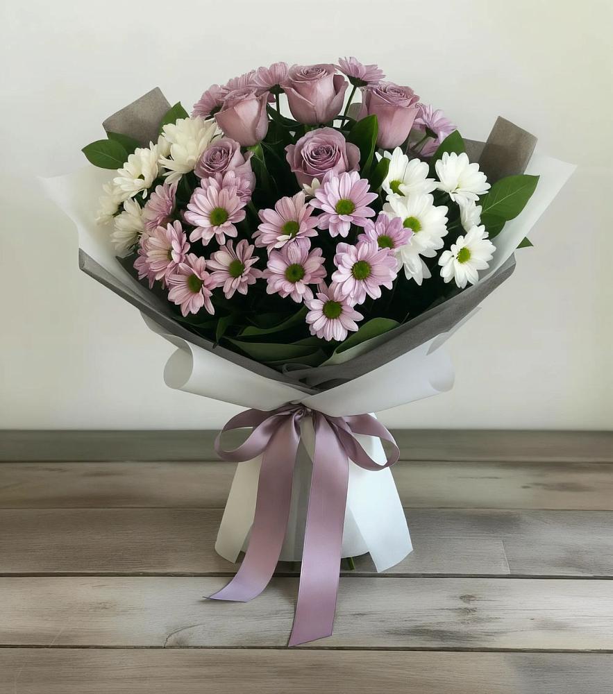 Букет цветов из: Хризантемы и Розы в Танцырее
