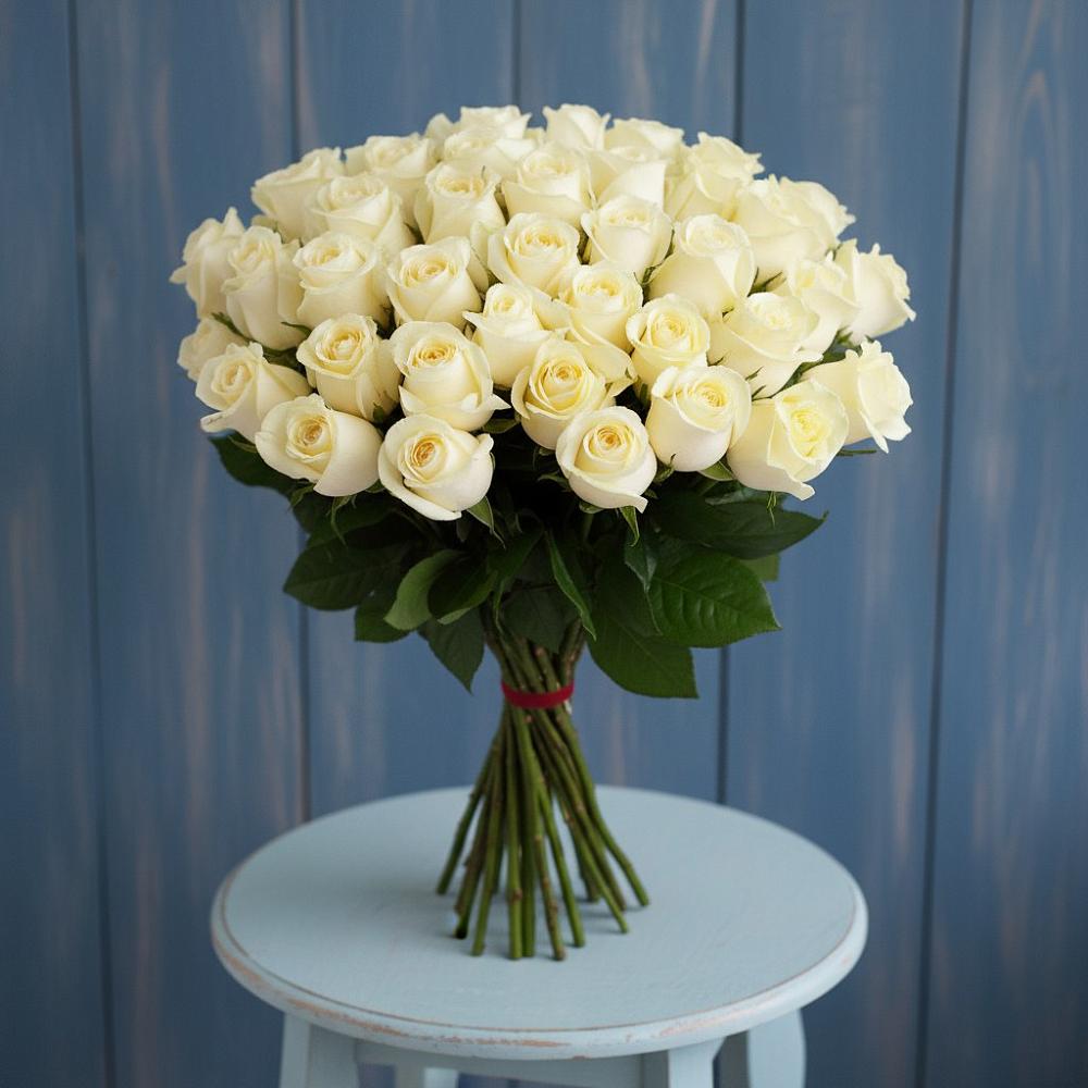 Букет 51 Белая роза Эдлесс Лав в Танцырее