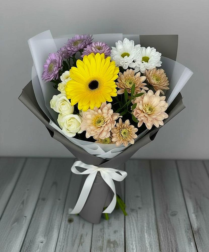 Букет цветов из: Розы, Герберы и Хризантемы в Танцырее