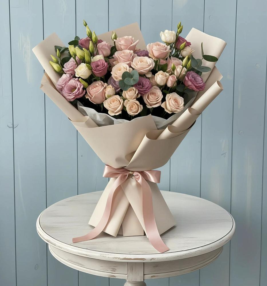 Букет цветов из: Розы и Лизиантусы в Танцырее