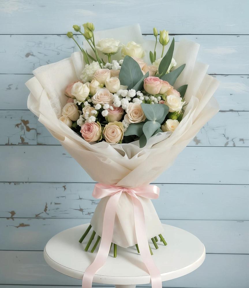 Букет цветов из: Розы и Лизиантусы в Танцырее