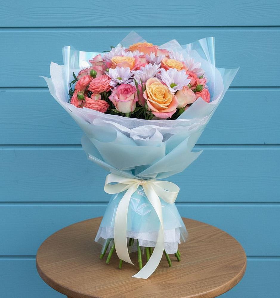 Букет цветов из: Хризантемы и Розы в Танцырее