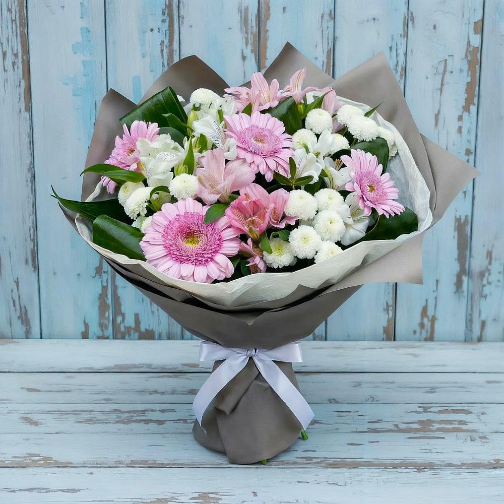 Букет цветов из: Герберы, Альстромерии и Хризантемы в Танцырее