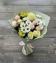 Букет цветов из:  Альстромерии, Розы и Хризантемы в Танцырее