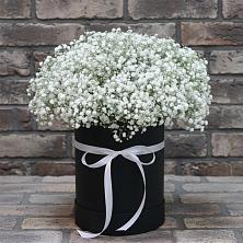 Цветочная композиция из Гипсофила в шляпной коробке в Танцырее